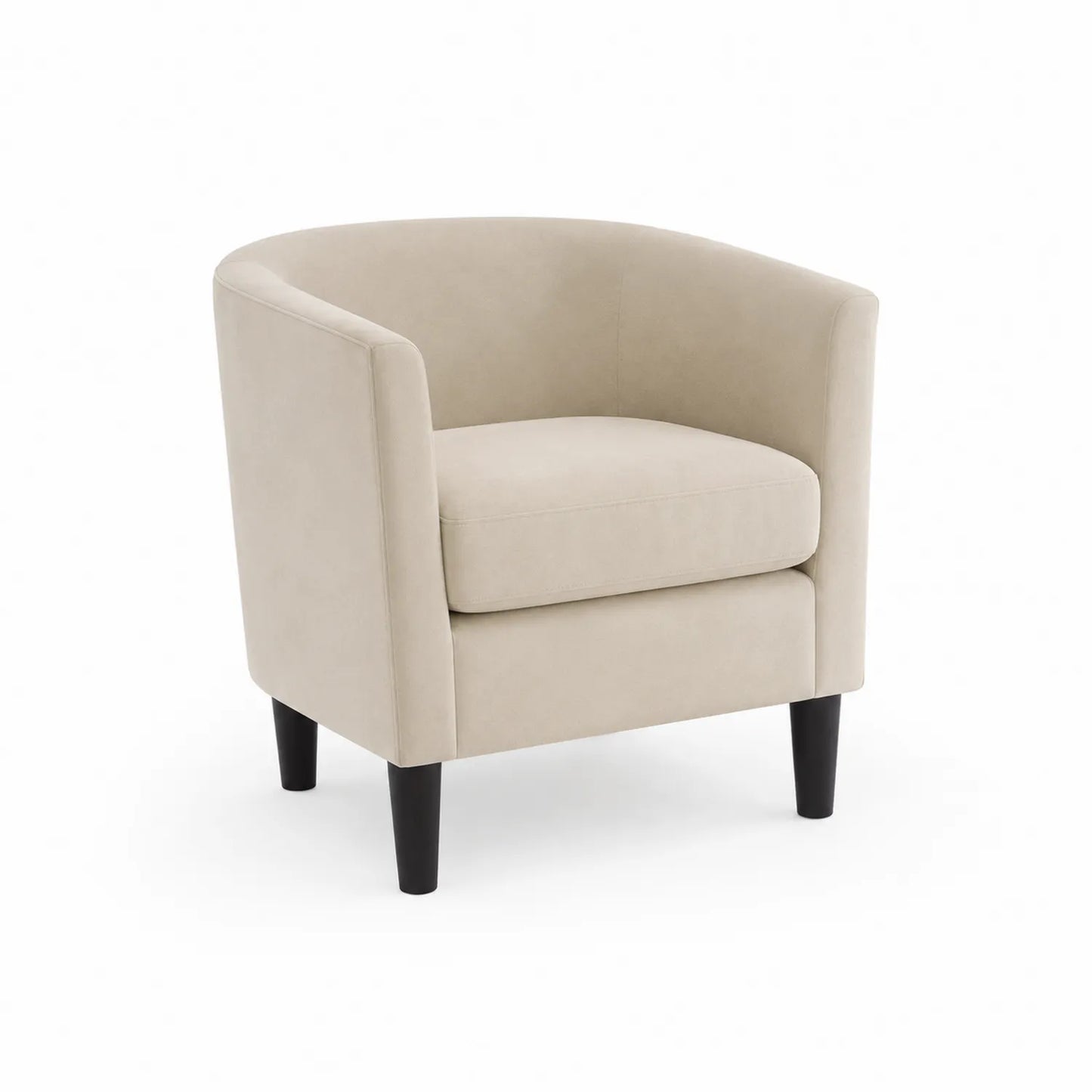 Poltrona in Microfibra Beige con Gambe in Legno