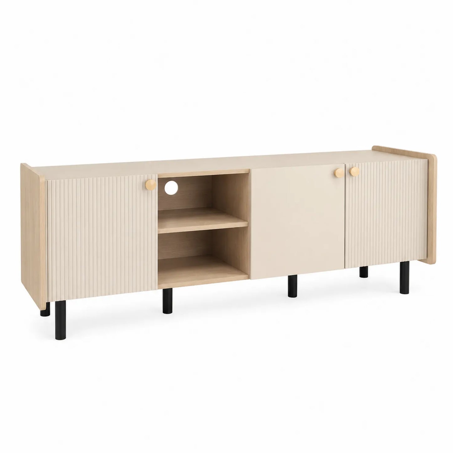 Mobile TV in Legno Multistrato con Ripiani e Ante 150x40x50 cm