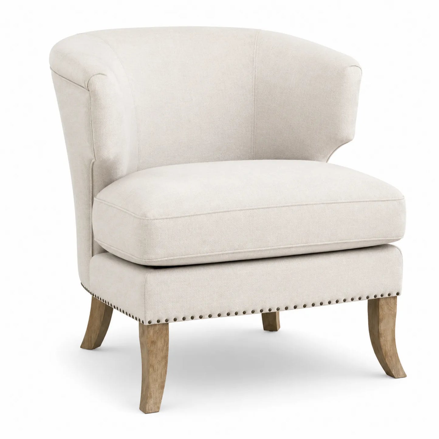 Poltrona in legno con rivestimento in poliestere beige