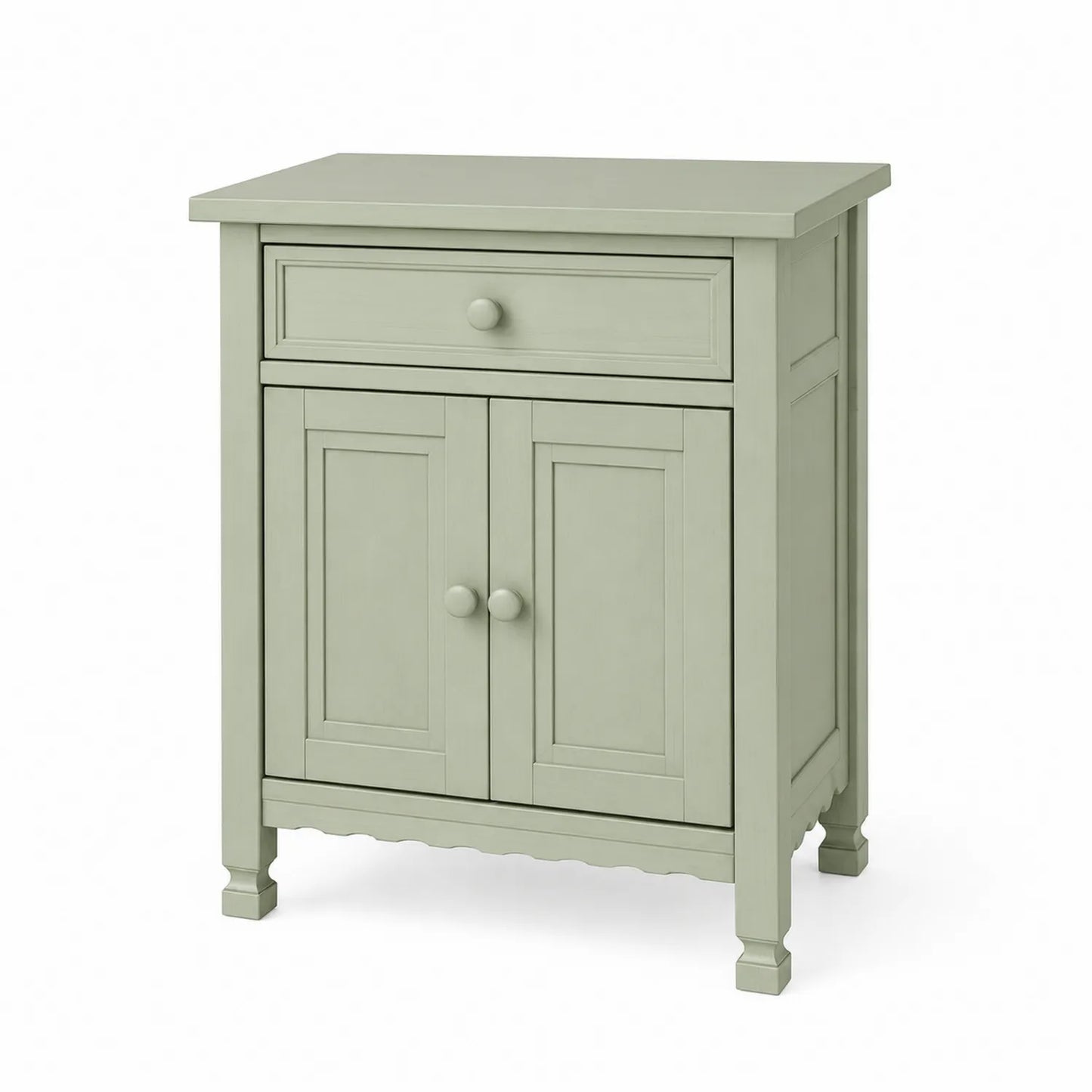 Credenza in Legno MDF Verde con Cassetto e Ante