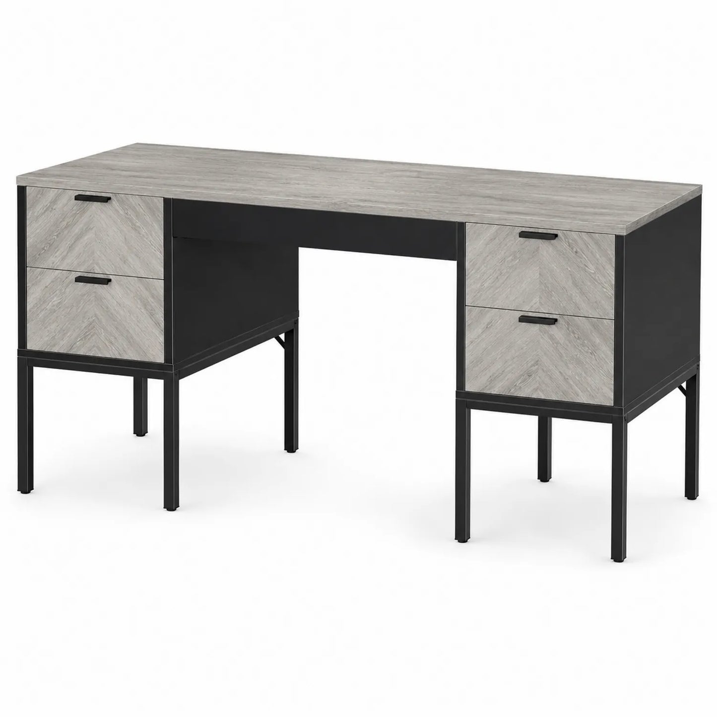 Scrivania in Legno e Metallo con Cassetti 120x60x75cm