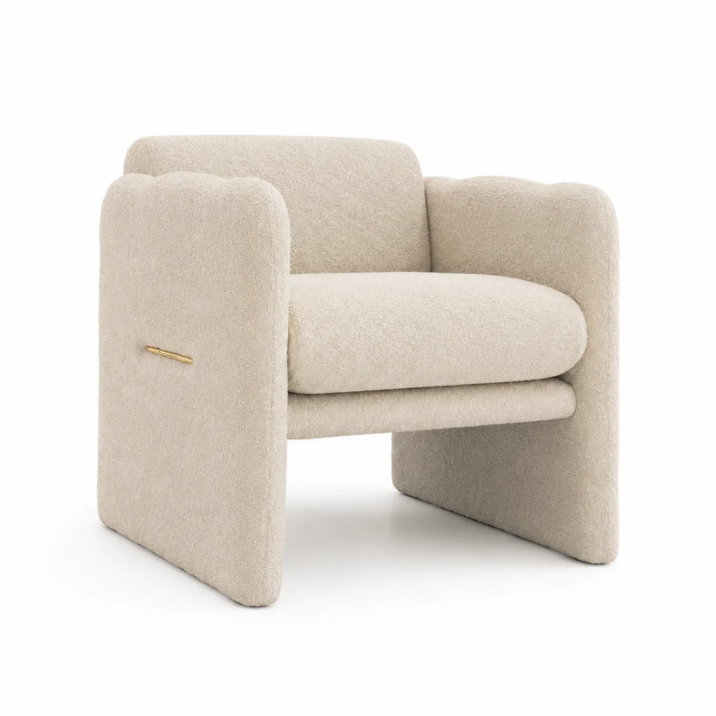 Poltrona in tessuto bouclé con schiuma ad alta densità Beige