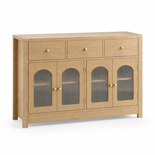 Credenza in Legno di Quercia con Ante in Vetro