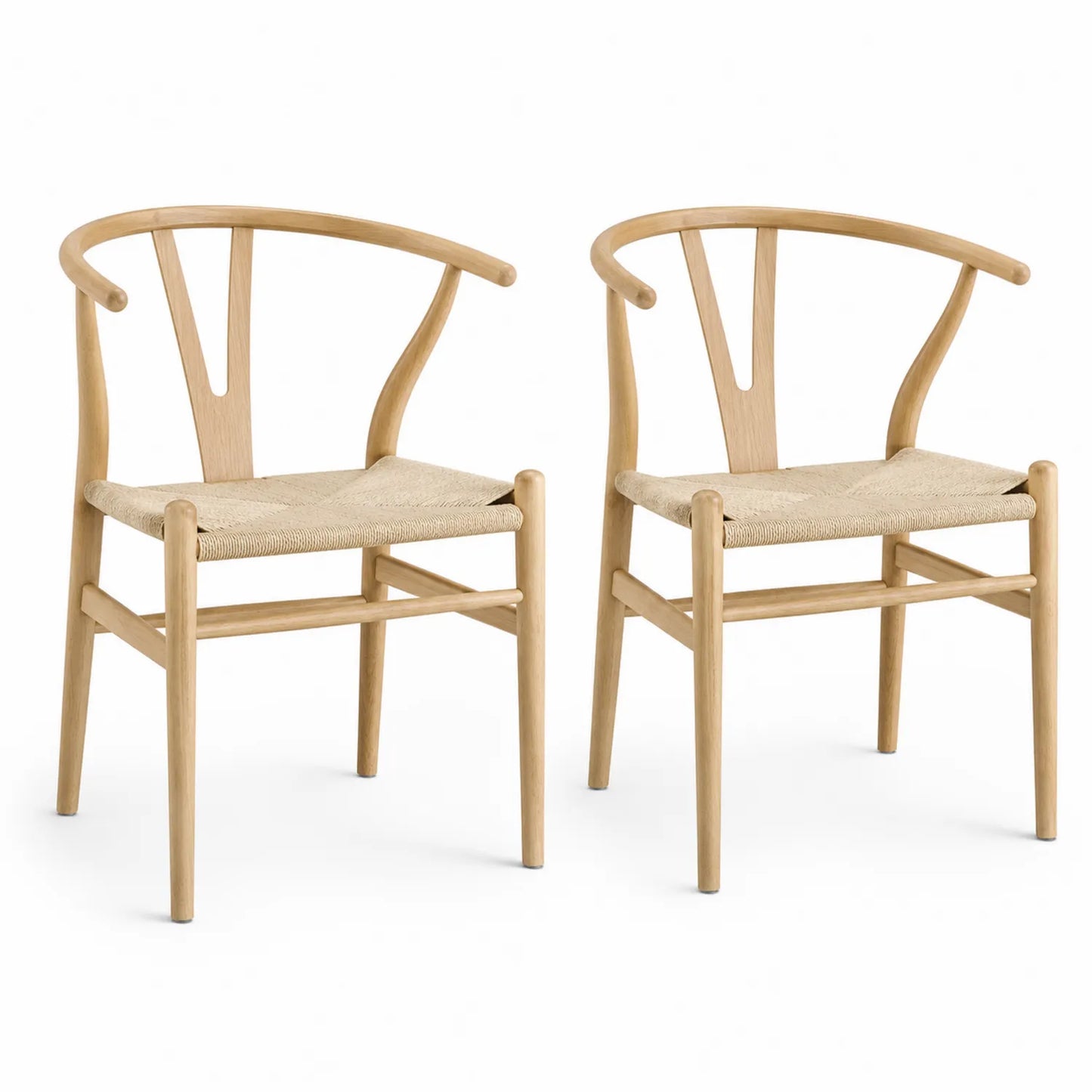 Set di 2 Sedie in Legno di Rovere con Seduta in Cordoncino