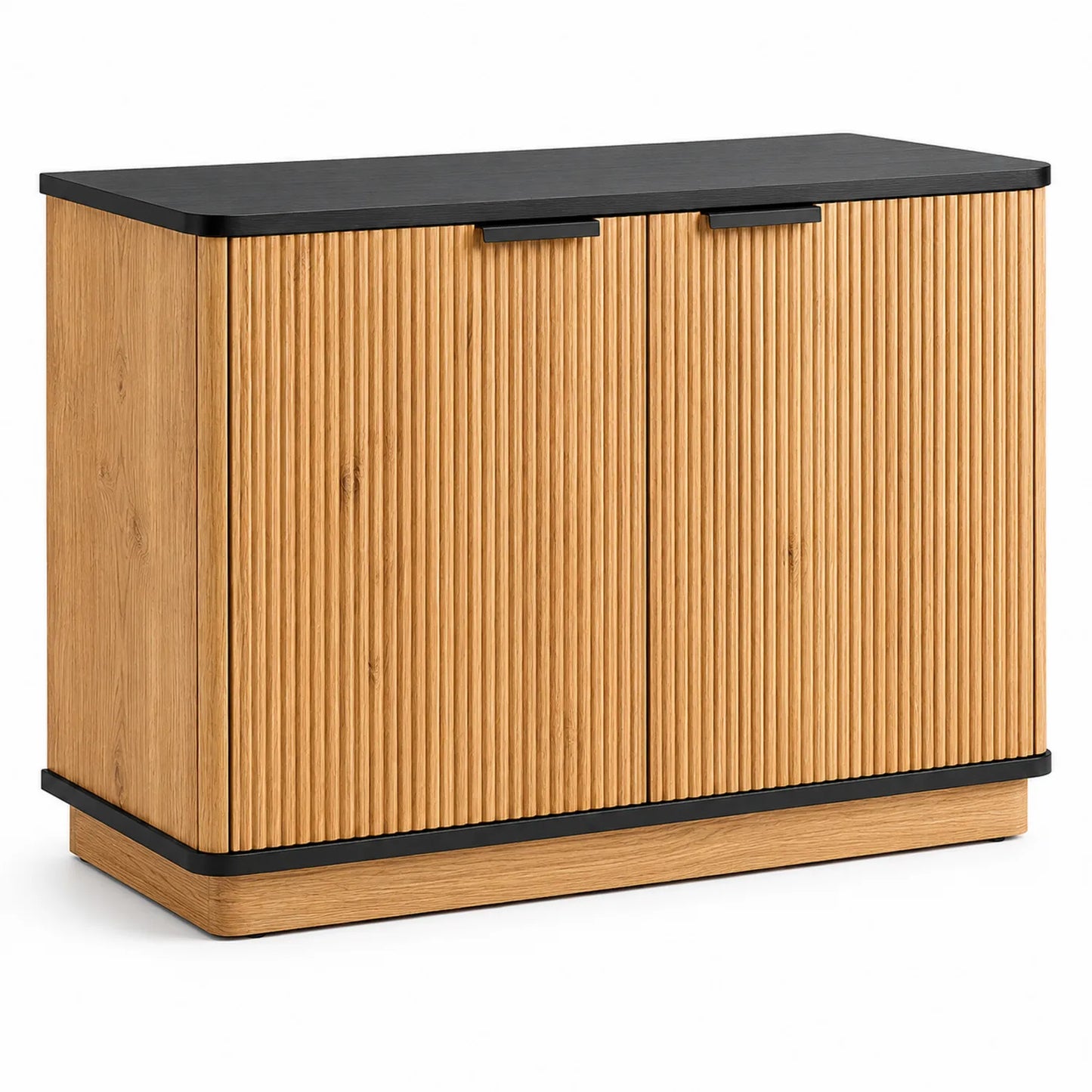 Credenza in Legno di Rovere con Piano in MDF Nero