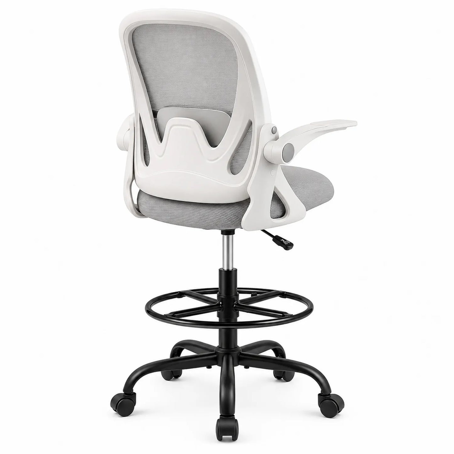 Sedia regolabile in tessuto poliestere grigio e plastica