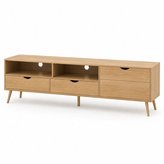 Mobile TV in Legno con Cassetti e Ripiani 180x40x50 cm