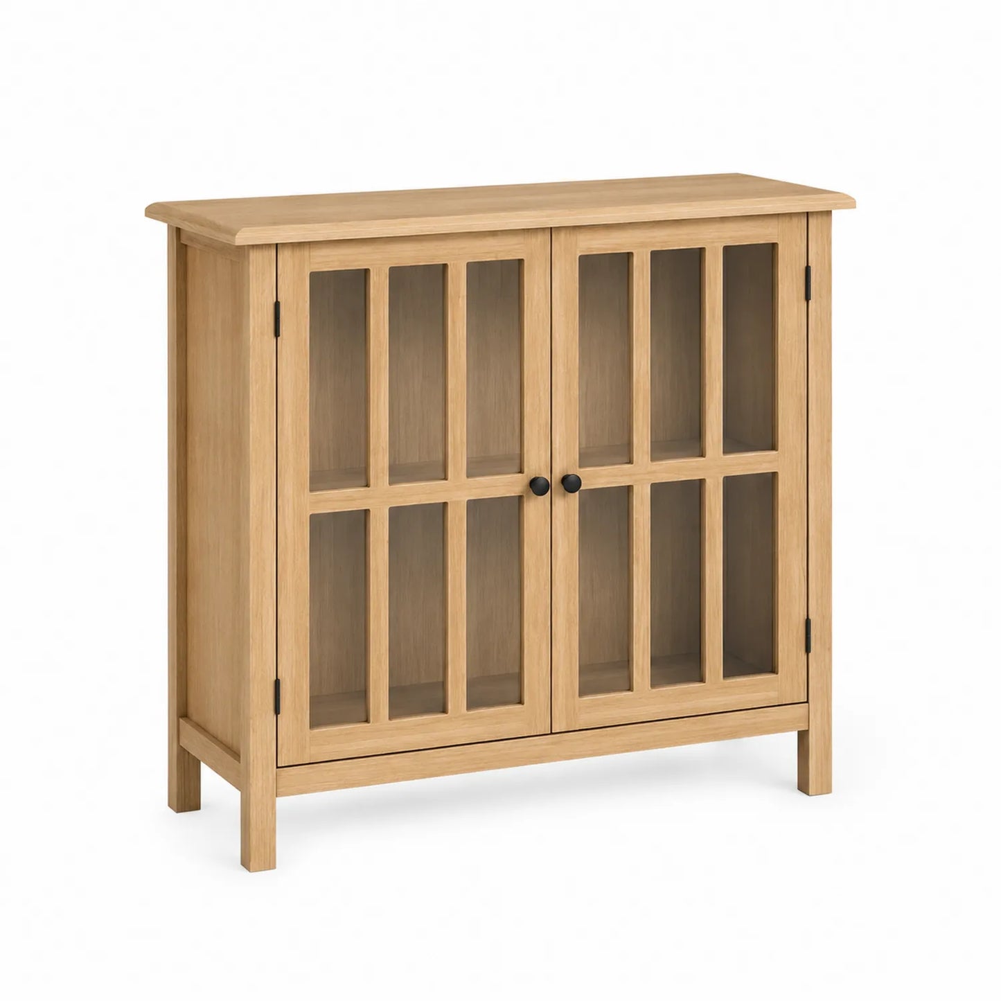 Credenza in legno di quercia con ante in vetro temperato 120x40x85 cm