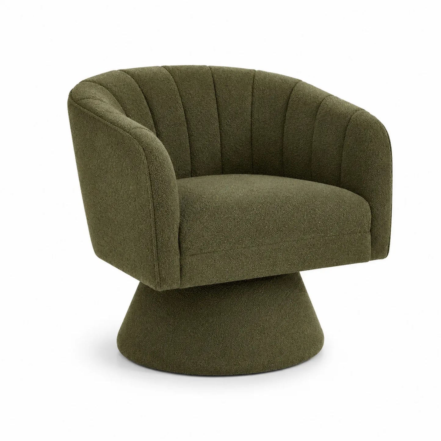 Poltrona girevole in tessuto verde oliva 75cm x 70cm x 65cm