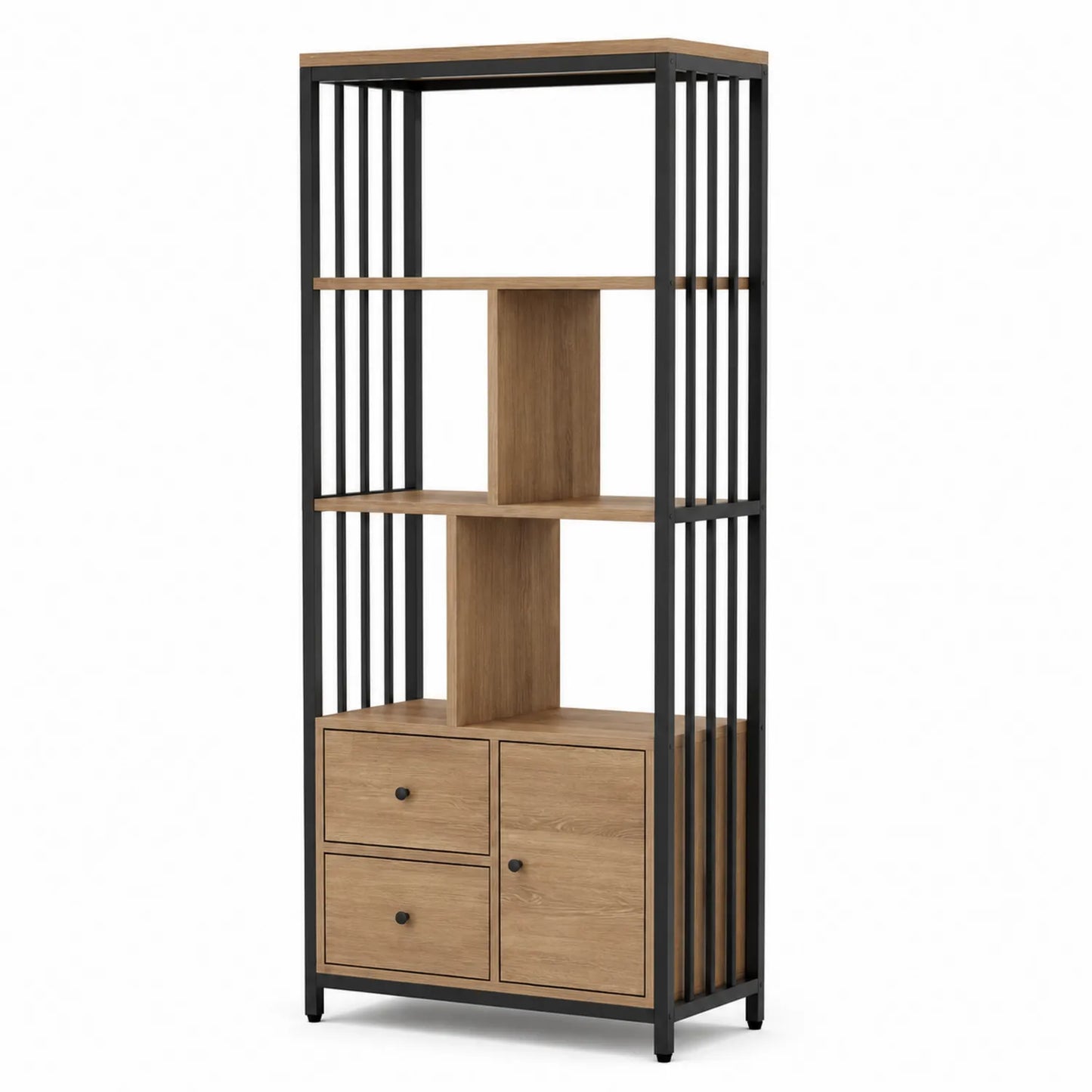 Scaffale libreria in legno e metallo 180x80x35cm