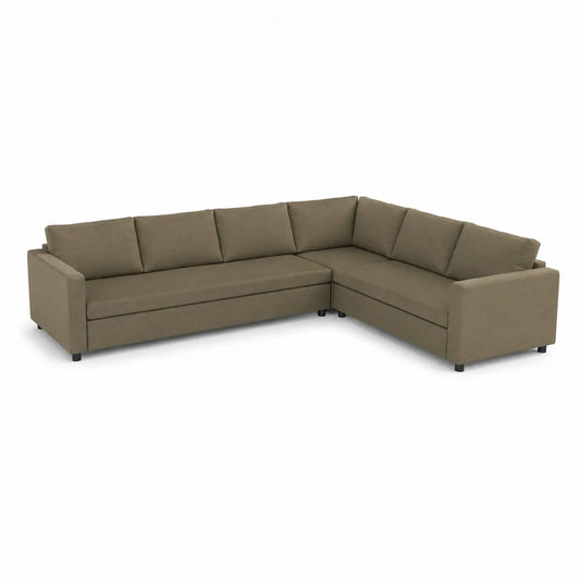Divano ad angolo in tessuto Marrone 300x200x90 cm