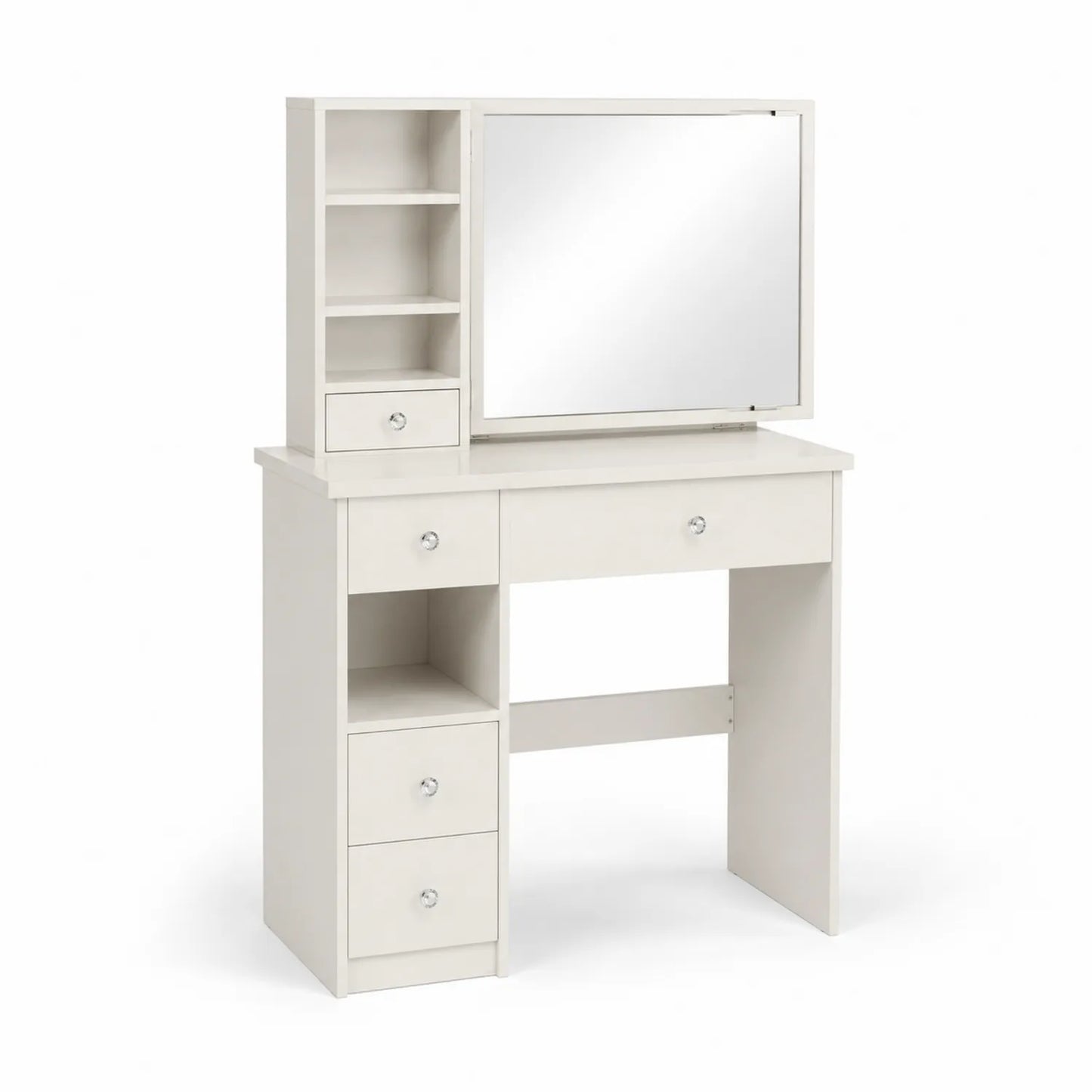 Toeletta con Specchio in Legno Bianco MDF