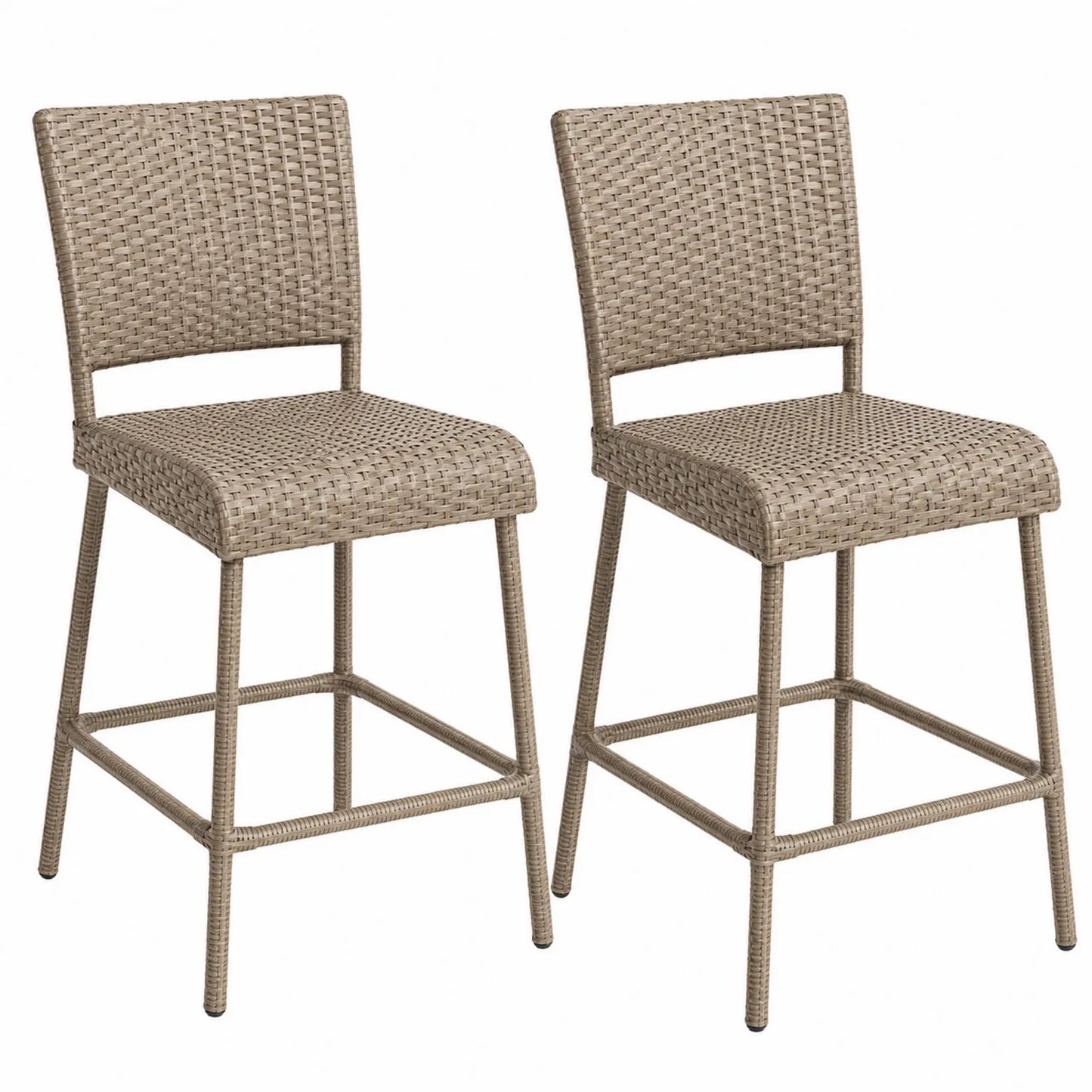 Set di 2 sedie da esterno in wicker marrone chiaro