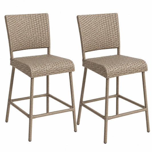 Set di 2 sedie da esterno in wicker marrone chiaro