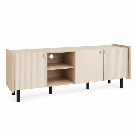 Mobile TV in Legno Multistrato con Ripiani e Ante 150x40x50 cm