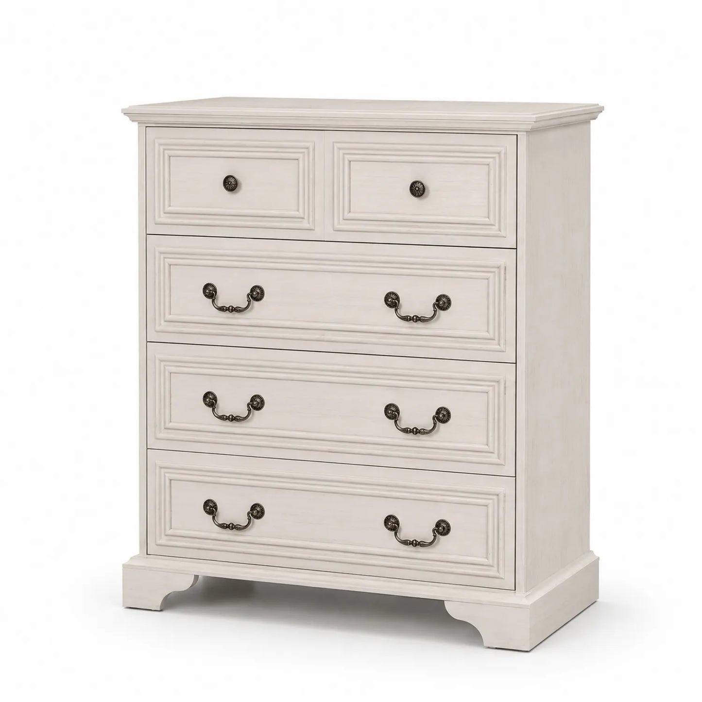 Cassettiera in Legno Bianco con 5 Cassetti