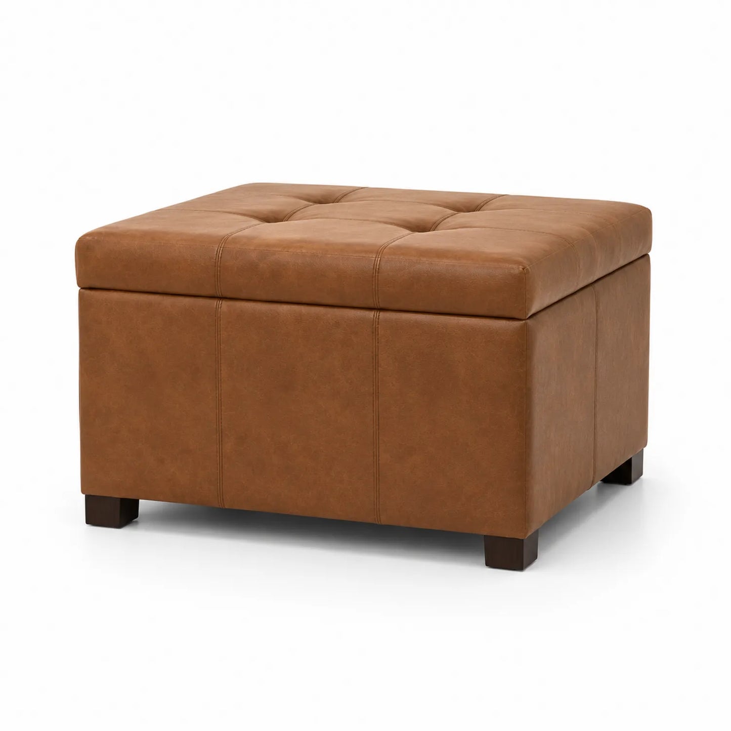 Pouf Rettangolare Marrone in Ecopelle con Contenitore