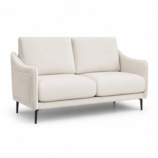 Divano in Tessuto Beige con Gambe in Metallo