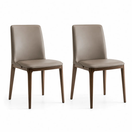 Set di 2 Sedie in Legno e Similpelle