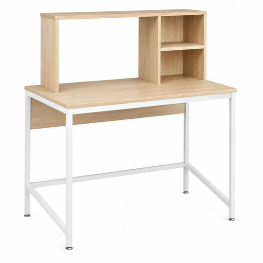 Scrivania in Legno MDF e Metallo Bianco con Mensole