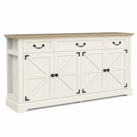 Credenza in Legno con 3 Cassetti e 4 Ante