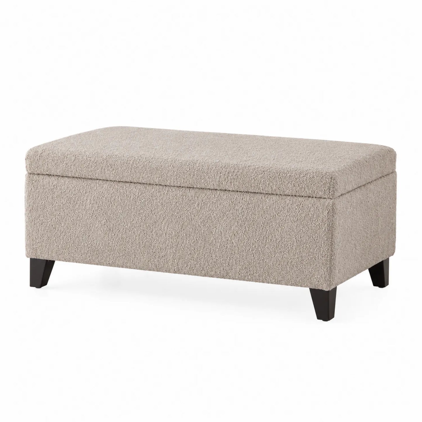 Pouf contenitore rettangolare in tessuto bouclé Beige 120x40x45 cm